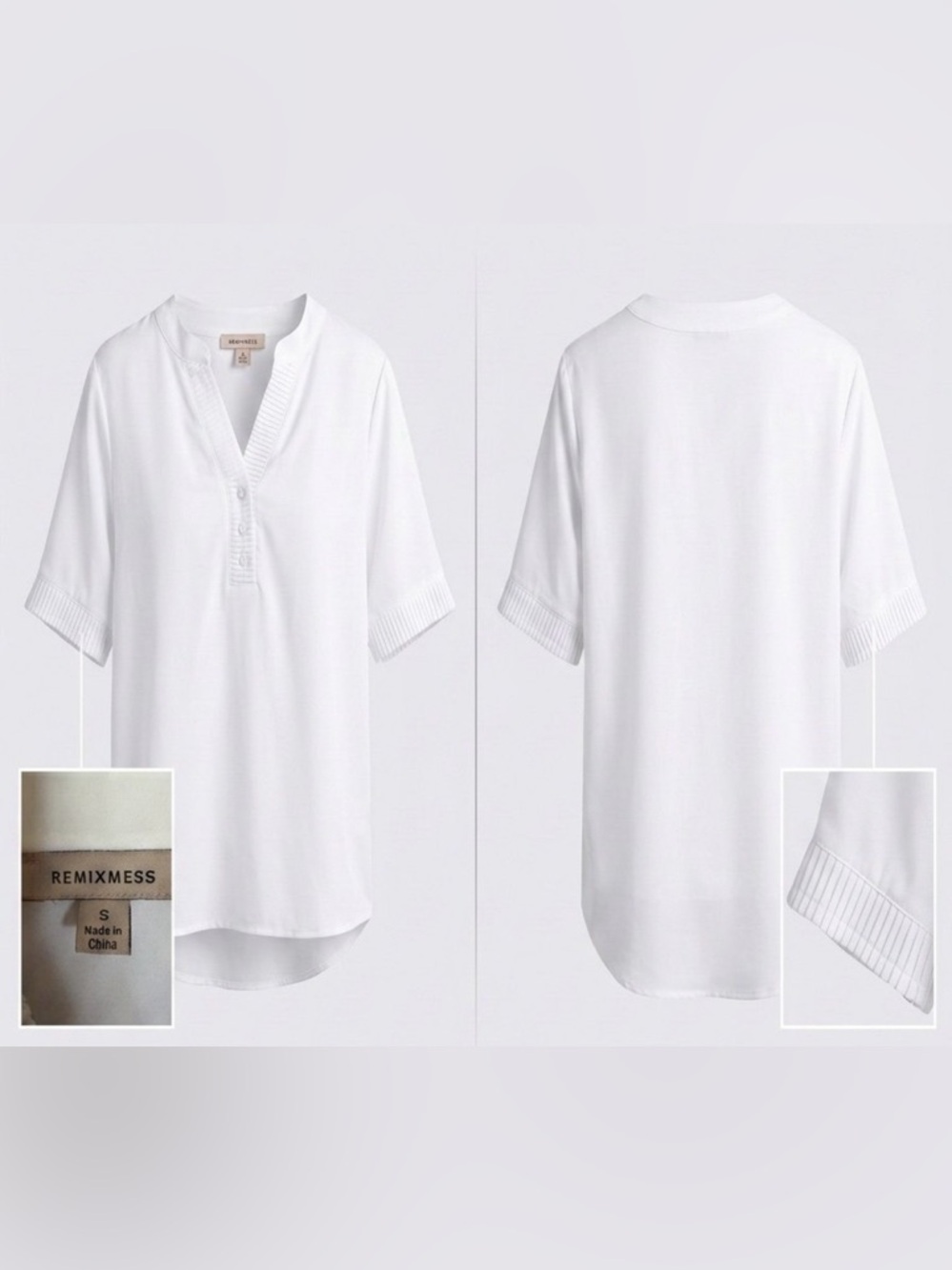 Remixmess Women’s Pleated V-Neck Blouse - Size Small - NWT